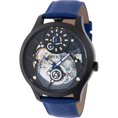 Invicta Men's Watch - Objet D Art Silver, Blue, Black Dial Leather Strap | 44323