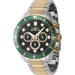 Invicta Men's Watch - Pro Diver Chronograph Green Dial Two Tone Steel Bracelet | 46048