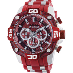 Invicta Men's Watch - Pro Diver Chronograph Silver Tone and Red Dial Strap | 40859