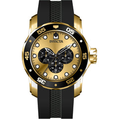 Invicta Men's Watch - Pro Diver Quartz Gold Tone Dial Black Silicone Strap | 45719
