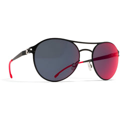 Mykita Unisex Sunglasses - Black Metal Frame Scarlet Flash Lens | SPARROW R1 R1_SC/F