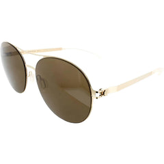 Mykita Unisex Sunglasses - Glossy Gold Frame Rawbrown Solid Lens | ADELHEID GG_RBR