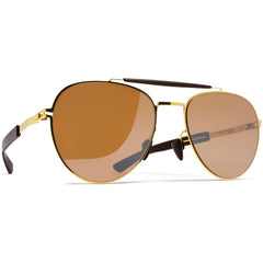 Mykita Unisex Sunglasses - Gold/Ebony Brown Metal Aviator Frame | SLOE MH2 MH2_SBR/F