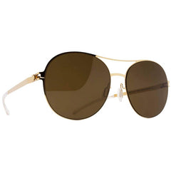 Mykita Unisex Sunglasses - Raw Brown Solid Lens Glossy Gold | ADELHEID 13