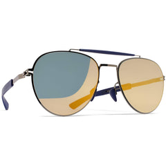 Mykita Unisex Sunglasses - Shiny Graphite/Navy Blue Metal Frame | SLOE MH4 MH4_PEG/F