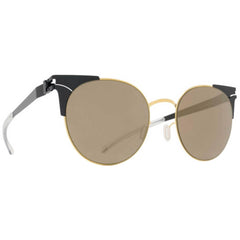 Mykita Women's Sunglasses - Brilliant Grey Lens Gold/Jet Black Cat Eye | LULU 167