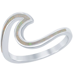 Opalata Women's White Opal Wave Design Ring - W-1887