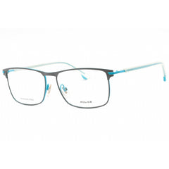 Police Men's Eyeglasses - Shiny Azure Metal Rectangular Full Rim Frame | VPL560 0666