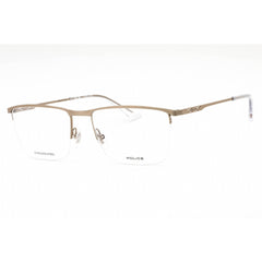 Police Men's Eyeglasses - Shiny Camel Metal Rectangular Full Rim Frame | VPLG75 08M2