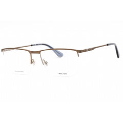 Police Men's Eyeglasses - Shiny Glossed Bronze Metal Rectangular Frame | VPLG75 0F68