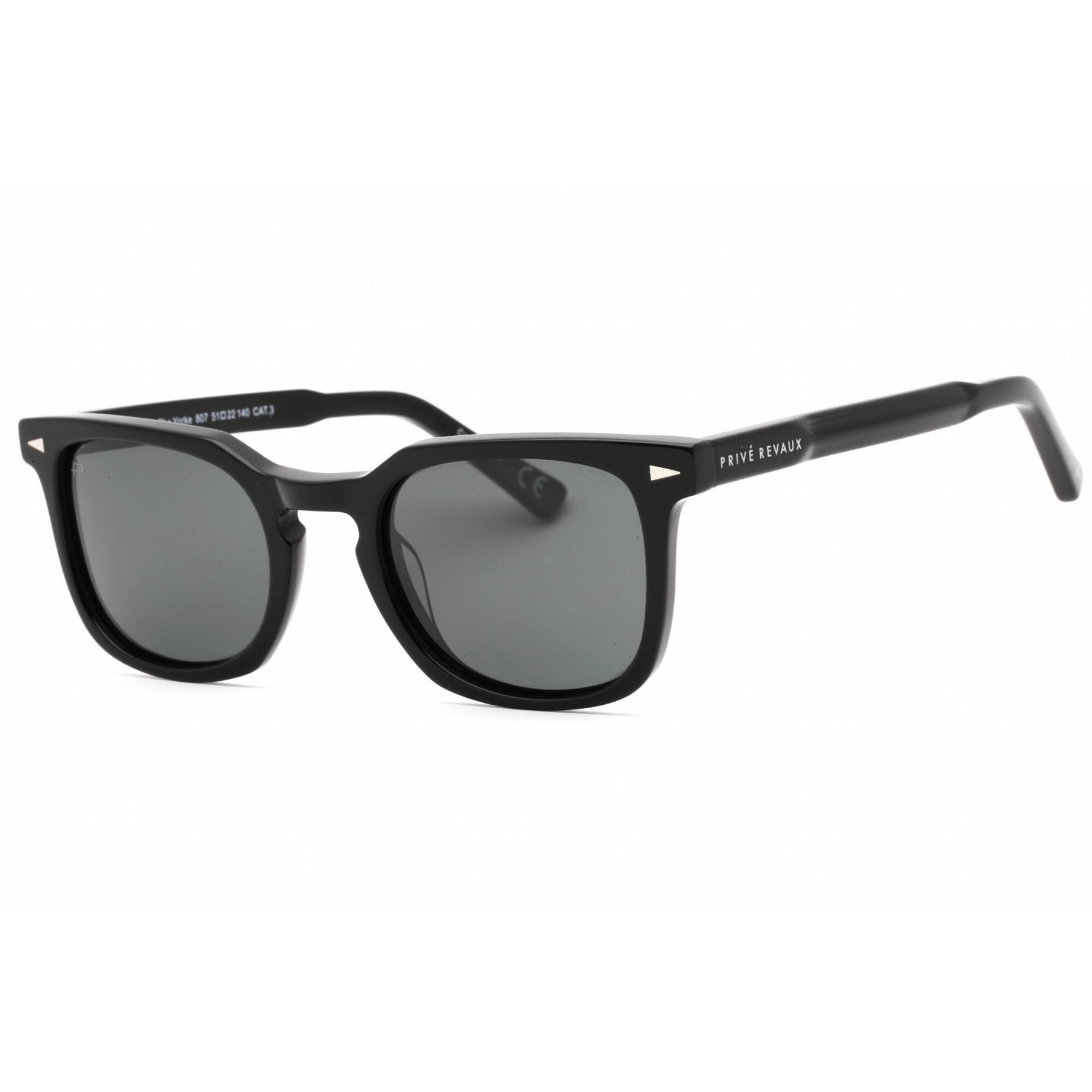 Prive Revaux Unisex Sunglasses - Black Plastic Square Frame | Yorke Black