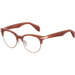 Rag and Bone Women's Eyeglasses - Brown Pink Metal Full Rim Oval Frame | RNB3009 0DQ2
