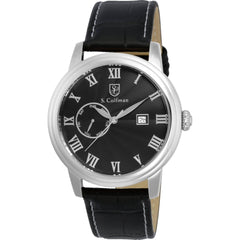 S. Coifman Men's Watch - Heritage Quartz Black Dial Leather Strap Day-Date | SC0387