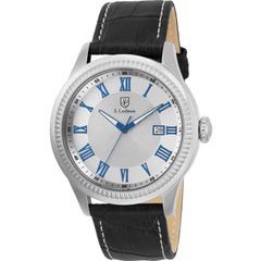 S. Coifman Men's Watch - Heritage Quartz Silver Dial Black Leather Strap | SC0393