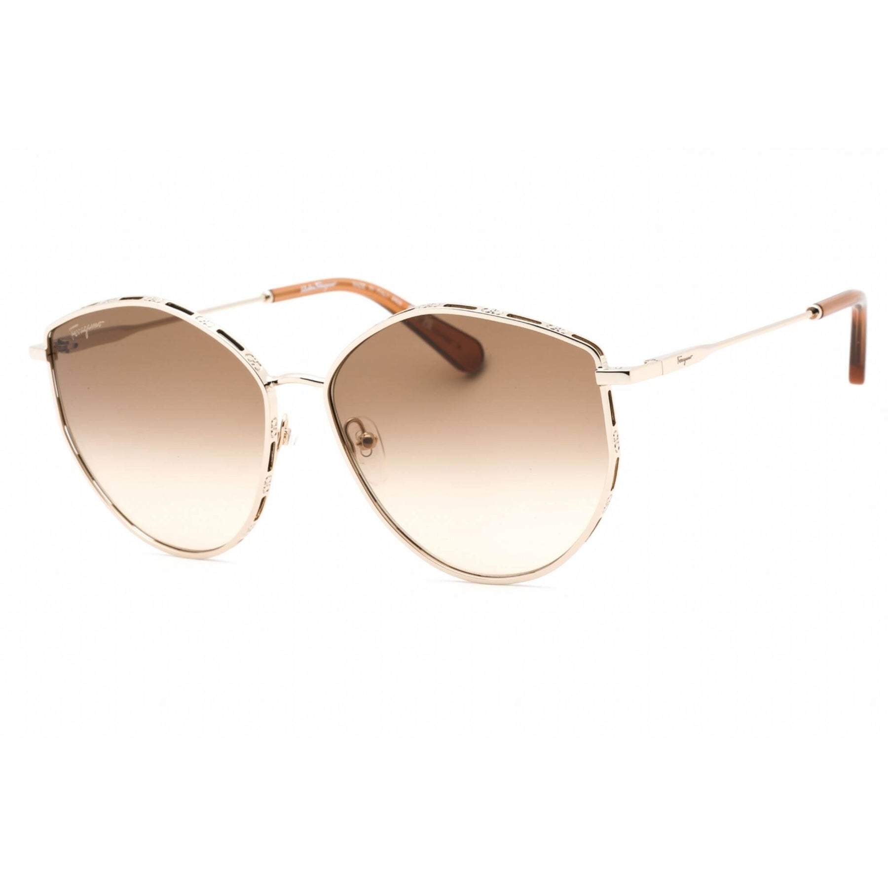 ferragamo goggles Salvatore Ferragamo Women's Sunglasses - Gold/Caramel Full Rim Frame