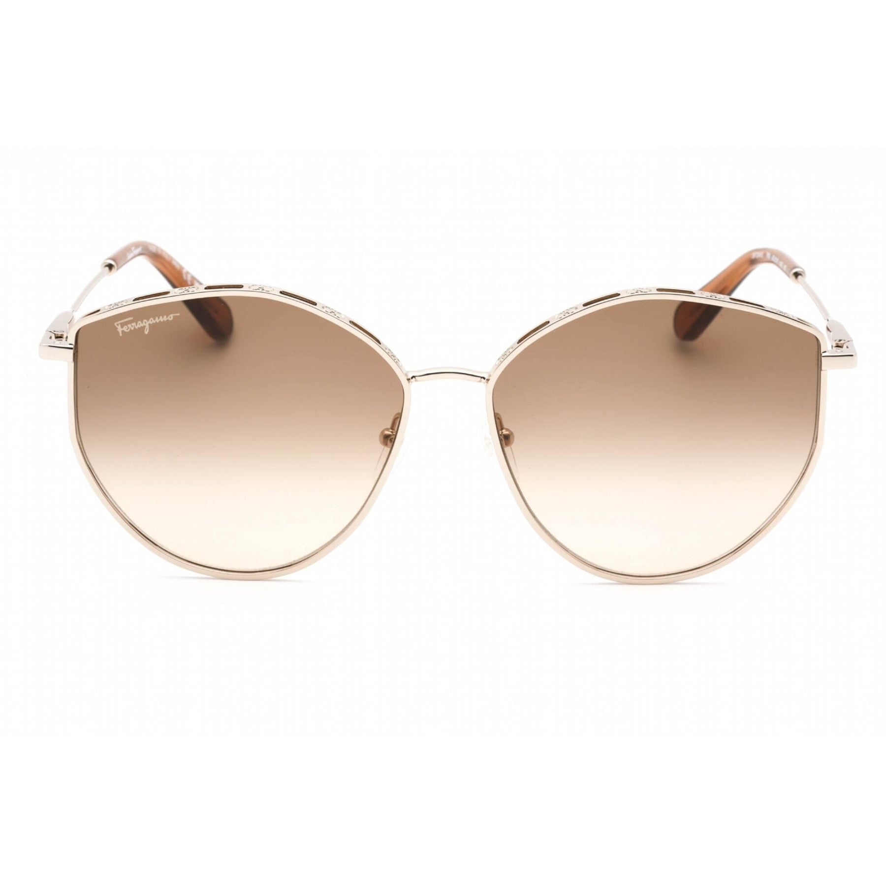 Salvatore Ferragamo Women’s Round Gold Frame Sunglasses with Gradient Lenses SF277S 723 Sunglasses – Savvy Finds main image 3