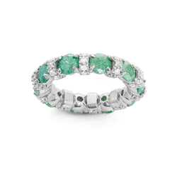 Sterling Silver CZ and Green Ice Eternity Ring - W-1486