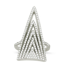 Sterling Silver CZ Large Concentric Triangles Ring - W-1218