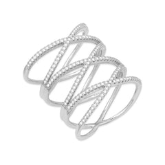 Sterling Silver Lightweight Triple CZ Cross Ring - W-1229
