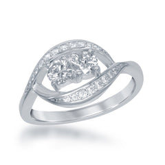 Sterling Silver Marquise Shaped Us2gether CZ Ring - W-1712