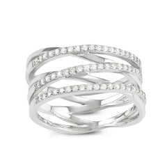 Sterling Silver Open Triple Row CZ Ring - W-1628