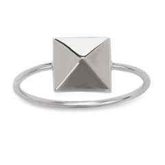 Sterling Silver Pyramid Style Square Ring - W-1334