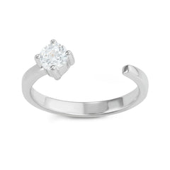 Sterling Silver Round CZ Open Ring - W-1613