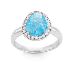 Sterling Silver Rounded Triangle Blue Ice Stone Ring - W-1496