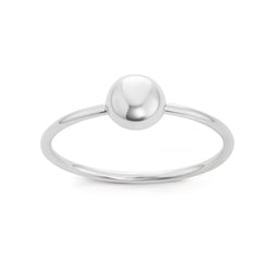 Sterling Silver Small Shiny Bead Ring - W-1540