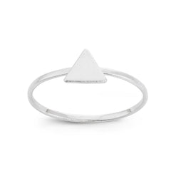 Sterling Silver Small Shiny Triangle Ring - W-1538