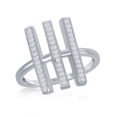 Sterling Silver Triple Vertical CZ Bars Ring - W-1289