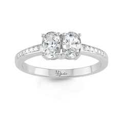 Sterling Silver Us2gether Oval Two-Stone CZ Ring - W-1660
