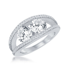 Sterling Silver Us2gether Two-Stone Double Band Ring - W-1696
