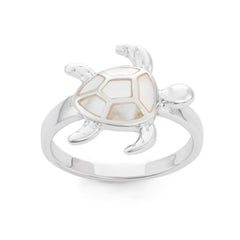 Sterling Silver White MOP Turtle Ring - W-1502