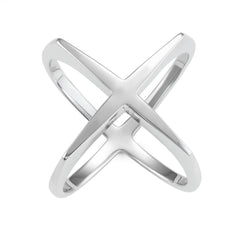 Sterling Silver Wide Boxy X Ring - W-1631
