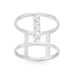 Sterling Silver Wide Double Row with Bars Ring - W-1546