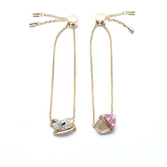 Swarovski Women's Bracelet - Nicest Cup of Tea and Cupcake Gold, Set of 2 | 5486079