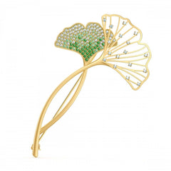 Swarovski Women's Brooch - Stunning Yellow Gold White and Green Crystals | 5518174