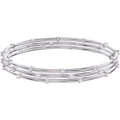 Swarovski Women's Cluster Bangle - Moonsun Rhodium Plated Crystal Silver | 5508875