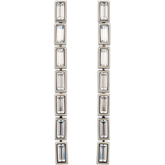 Swarovski Women's Drop Earrings - Fluid Palladium Plated Grey Crystals Long | 5455643