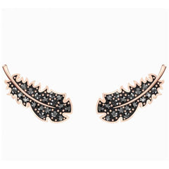 Swarovski Women's Earrings - Power Rose Gold Plated Black Crystals | 5516010