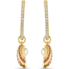 Swarovski Women's Earrings - Shell Pearl Yellow Gold Red and White Crystal | 5524185