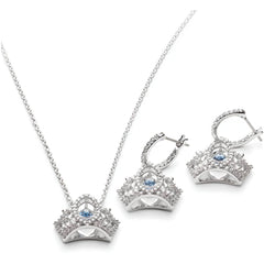 Swarovski Women's Jewelry Set - Bee A Queen Rhodium Plated Blue Crystal | 5510988