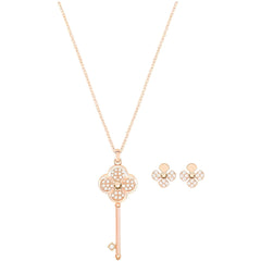 Swarovski Women's Necklace and Earrings - Hall Key Motif Rose Gold Plated | 5422273