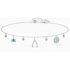 Swarovski Women's Necklace - Symbolic Rhodium Plated Blue, Green Crystals | 5521449