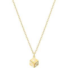 Swarovski Women's Necklace - Tarot Magic Yellow Gold Dice Shape Pendant | 5523560