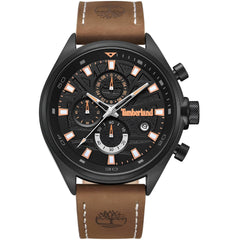 Timberland Men's Watch - Dress Sport Black Dial Brown Strap Chrono | TDWGC9000401