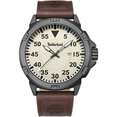 Timberland Men's Watch - Quartz Cream Dial Brown Genuine Leather Strap | TDWGB9002802