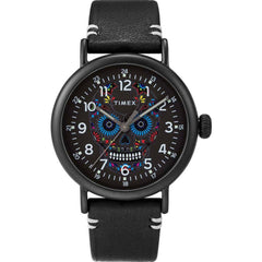 Timex Unisex Watch - Standard Dia De Los Muertos Black Leather Strap | TW2U95200VQ