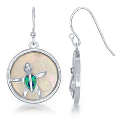 Sterling Silver Blue Inlay Opal Turtle Earrings